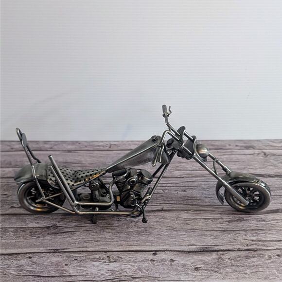 Vintage Handmade Metal Chopper Motorcycle Sculpture - Picture 1 of 5